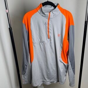 Men's Antigua Orange and Gray Hillwood Country Club Half Zip Warm Up Jacket L